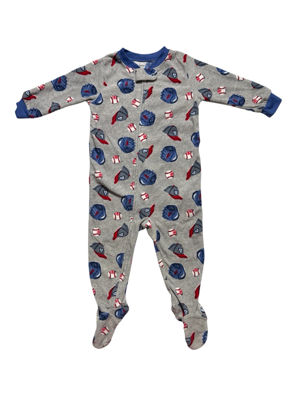 Carter's Gray Baseball Print Footie Pajamas Size 18 Months